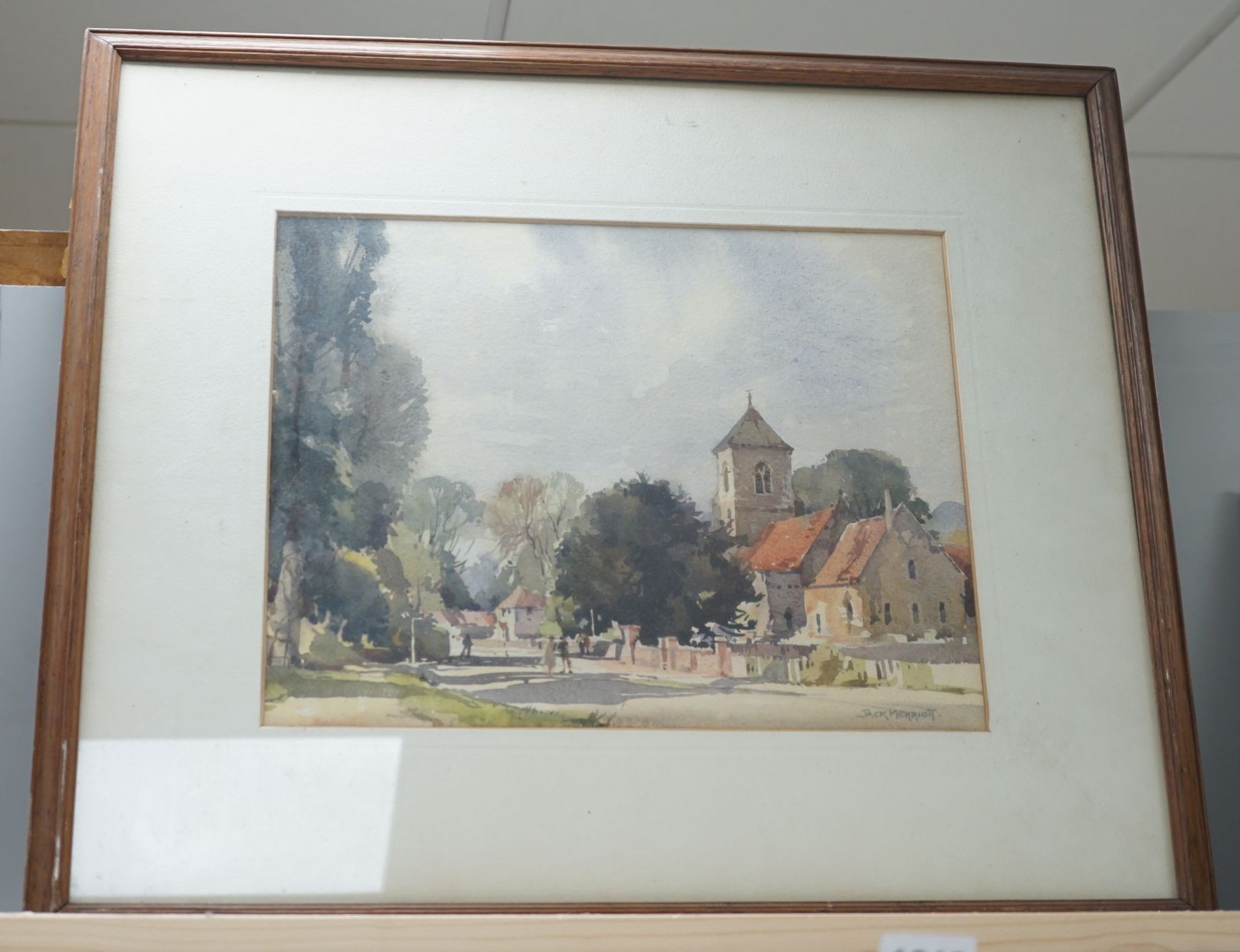 Jack Merriott (1901-1968), watercolour, 'A Sussex Church', signed, 27 x 35cm